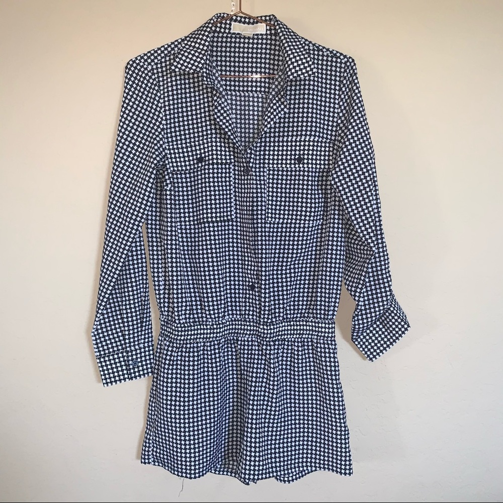 Michael Kors black and white houndstooth romper S